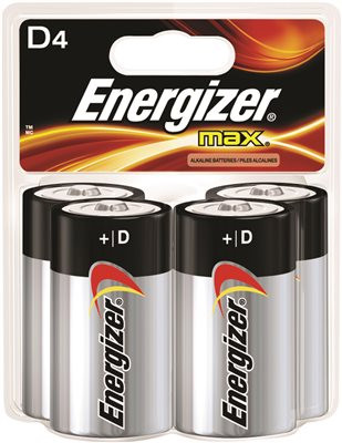 EVEREADY BATTERY 681045 Energizer® MAX® Alkaline Batteries BATTERY,ENRGZ,D,4PK CL5406-4 BROWN (Pack of 10)