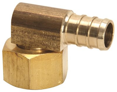 Zurn 101916 GIDDS- Pex Brass Swivel Elbow, 1/2" Barb x 1/2 In Fpt Swivel Cone Connection, Lead Free