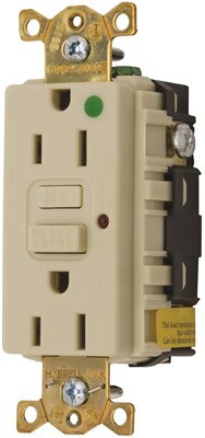 HUBBELL SX-0460022 Hubbell Systems HBL Hospital Grade Slender/Compact Duplex Receptacle, 20 Amp, 125V, 2 Pole, 3 Wire Grounding, 5-20R, Ivory