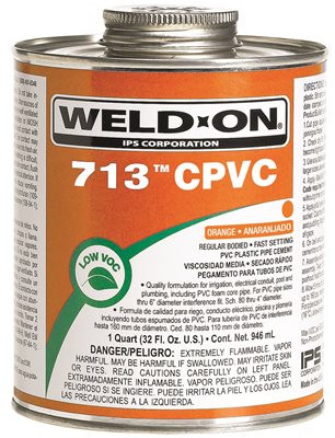 IPS CORPORATION 451173 Weld-On 1/4 Pint 713 Regular Body CPVC Cement, Orange, 1-Pack