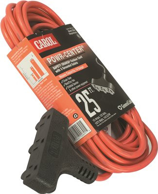COLEMAN CABLE 646010 04217 14/3 SJTW Vinyl Outdoor Extension Cord, Red, 3-Outlet, 25-Foot