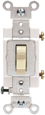 Leviton 606559  20 Amp, 120/277 Volt, Toggle Double-Pole AC Quiet Switch, Commercial Grade, Grounding, Ivory