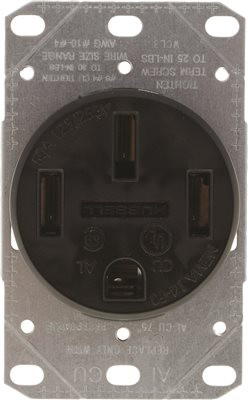 Hubbell 606219 Range And Dryer Receptacle 50 Amp 3 Pole 4 Wire Black