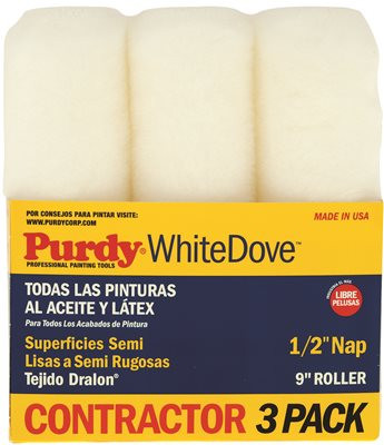 PURDY 800630 3 Pack Roller Covers White Dove 9" x 1/2" Nap