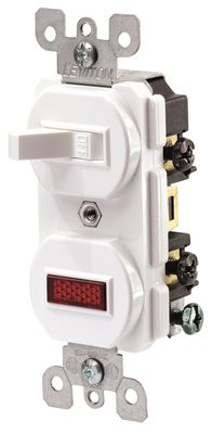 Leviton 606549  15 Amp, 120 Volt, Duplex Style Single-Pole, Neon Pilot AC Combination Switch, Commercial Grade, White by