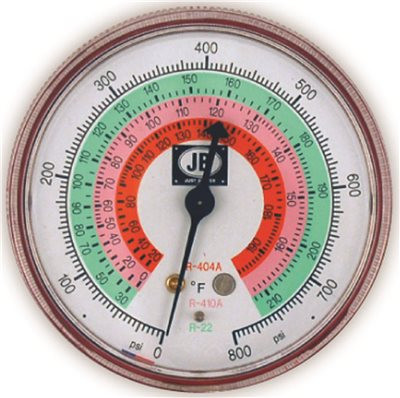 JB INDUSTRIES 505313 PRESSURE GAUGE FOR R22/R404A/R-410A 2-1/2"