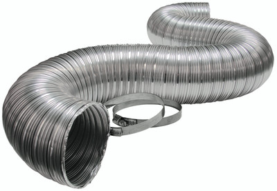 LAMBRO INDUSTRIES 108295 Lambro Aluminum Semi-Rigid Transition Duct with Clamps, 8' Length x 4" Width