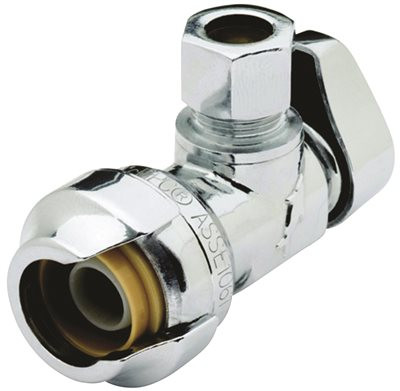 CASH ACME 290141 Cash Acme Angle Shut Off Water Valve for Faucet and Toilet Installation, 1/2-Inch by 3/8-Inch Compression