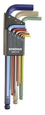 Bondhus BND69499 69499 Ball End L-Wrench Set with ColorGuard Finish, 9 Piece