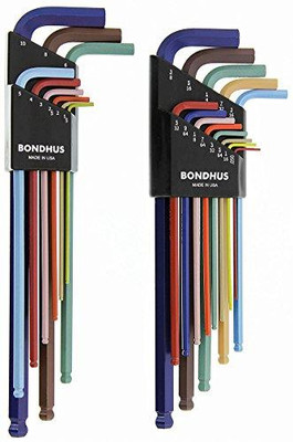 Bondhus BND69600 69600 Ball End Double Pack L-Wrench Set with ColorGuard, 13 Piece