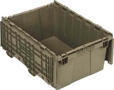 QUANTUM STORAGE SYSTEMS 159500 Quantum Plastic Storage Container with Attached Flip-Top Lid, 21" x 15" x 9", Gray.