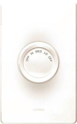 LUTRON ELECTRONICS 607708 LUTRON ROTARY SINGLE POLE 3 SPEED FAN CONTROL RTE OFF WHITE AND IVORY