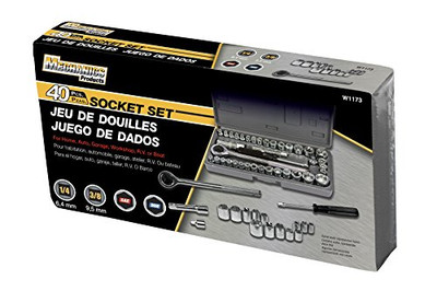 WILMAR WLMW1173 40-Piece 1/4" and 3/8" Drive Socket Set