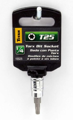 Titan TIT66925 Torx Bit Socket, 1/4" Drive, T25, Chrome