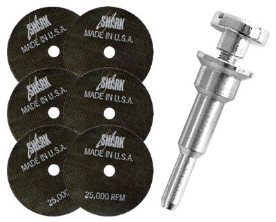 Shark Industries Ltd SRK12730 Shark Welding Shark Cut-Off Wheels Plus Mandrel with 3/8-Inch Shoulder Screw, 6-Pack