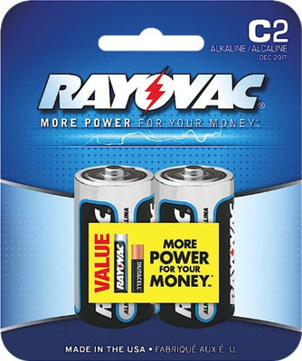 Rayovac RAV814-2 Pack Of 2 F C2 C-2 Size C Alkaline Disposable Battery Batteries