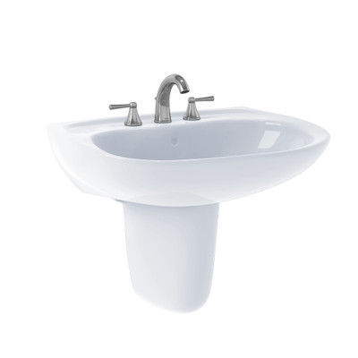 Toto LHT242.4G#01 LHT242.4G Cotton Fixture LHT242.4G Prominence 26" Wall Mounted Bathroom Sink with 3 Faucet.