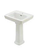 Toto LPT532N#01  Promenade Lavatory and Pedestal with Single Hole, Cotton White, Deep Bowl