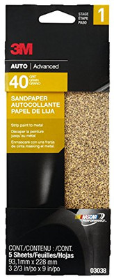 3M(TM) Aluminum Oxide Automotive Sandpaper, 03038, Coarse, 3 2/3 in x 9 in, 5 sheets per pack 3M MMM03038