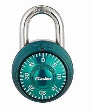 MASTERLOCK MSL1530DCM MASTERLOCK Padlock, Standard Dial Combination Lock, 1-7/8 in. Wide, Assorted Colors,