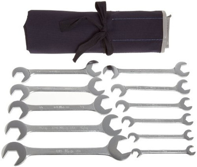 Martin Sprocket & Gear MRTOB11K Martin Hydraulic Wrench Set, 11 Pieces ranging from 3/8" x 3/8" to 1" x 1" in Roll Bag, Chrome Finish