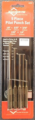Mayhew MAY62282 Carded Pilot Punch Kit, 5-Piece