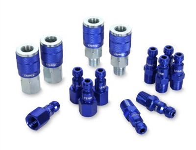 Legacy Manufacturing LEGA72458C ColorConnex Coupler & Plug Kit (14 Piece), Automotive Type C, 1/4 in. NPT, Blue, A72457C