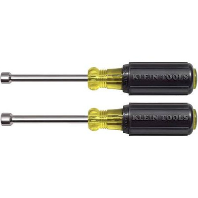 Klein Tools KLE630M 2 Piece Magnetic Tip Nut Driver Set - 3'' (76 mm) Hollow Shanks