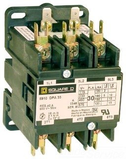 SCHNEIDER ELECTRIC 8910DPA33V09 Contactor 600-Vac 30-Amp Dpa Plus Options Electrical Box