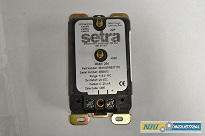 Setra 2641005WB11T1C 264 PRESSURE 24V-DC 0-20MA TRANSDUCER +/-5IN WC B207557