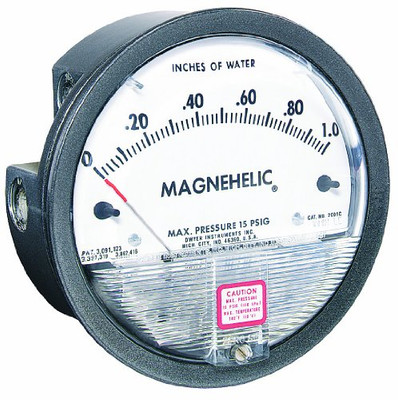 Dwyer Instruments 2002AV Dwyer Magnehelic Series 2000 Differential Pressure Gauge, Range 0-2"WC & 0-5600 fpm
