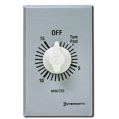 Intermatic FF15MC FF15M Timer, 15 Minute Commercial Auto-Off Timer - Brushed Metal