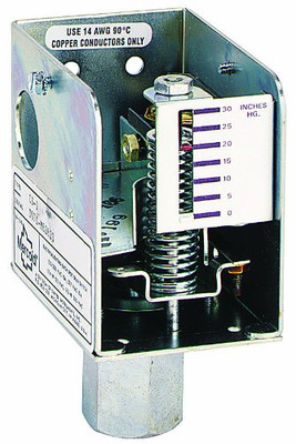 Dwyer Instruments CS-1 Dwyer Mercoid Series CS Diaphragm Pressure Switch, Fixed Deadband, 1-30" Hg Vac