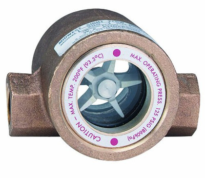 Dwyer Instruments SFI-100-1 1/2 Dwyer MIDWEST Series SFI-100 Sight Flow Indicator, Single Window, Bronze Body, ABS Impeller, 1-1/2" Female NPT Connections, 5.688" Length x 3.250" Depth x 3.625" Height