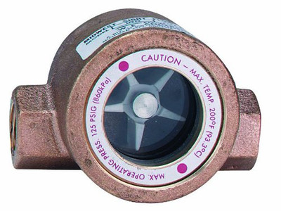 Dwyer Instruments SFI-100-3/4 Dwyer MIDWEST Series SFI-100 Sight Flow Indicator, Single Window, Bronze Body, ABS Impeller, 3/4" Female NPT Connections, 4" Length x 2.250" Depth x 2.563" Height