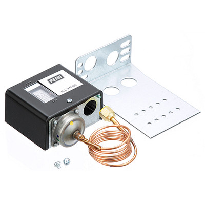 Johnson Controls P70CA-1 C All-Range Control for Non-Corrosive Refrigerants, Single-Pole, Single-Throw, Open High, 100 psi Maximum Working Pressure, 36" Capillary, 1/4" Flare Nut