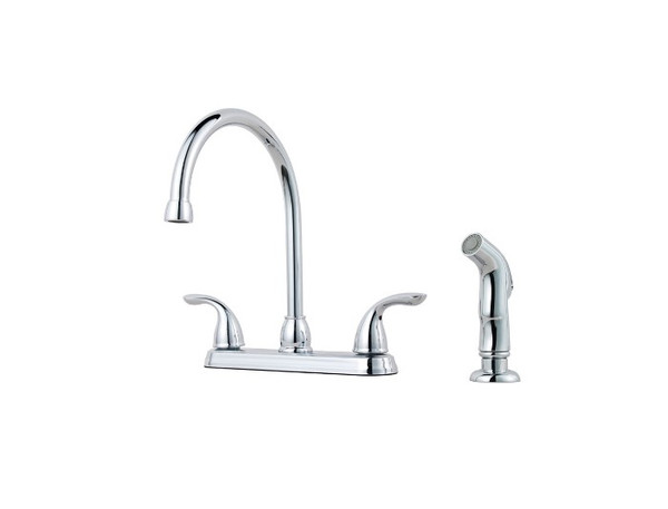Pfister G136-5000  Pfirst Series 2-Handle Kitchen Faucet with Side Spray in Polished Chrome, 1.8gpm