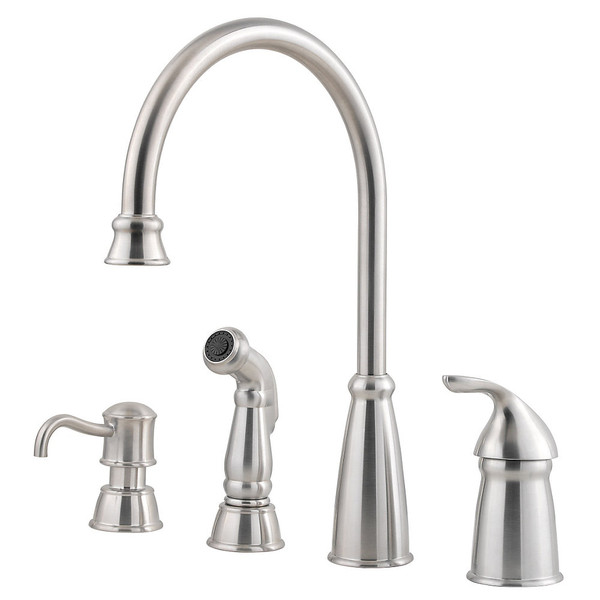 Pfister GT26-4CBS  Avalon One-Handle Kitchen Faucet with Side Spray, Stainless Steel