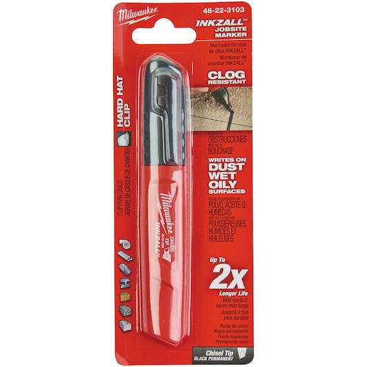 MILWAUKEE 1039271 Inkzall Chisel Tip Industrial Marker, Black, , 12 pack