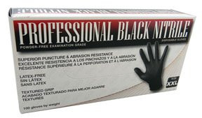 SAS Safety SAS-66543 Professional Nitrile Powder-Free Exam Grade Gloves, Black, Large, 100-Pack.