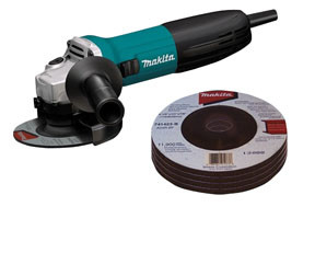 Makita MKT-GA4530X 4-1/2-Inch Angle Grinder with Grinding Wheels.