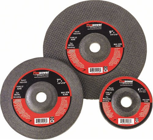 Firepower VCT-1423-2188 4-1/2-Inch x 1/4-Inch x 7/8-Inch Depressed Center Grinding Wheels, Type 27 5 Piece Pack.