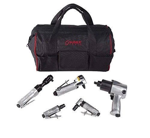 Sunex SUU-SX231PBAGPR Air Tool Kit with Gatemouth Bag, 5-Piece.