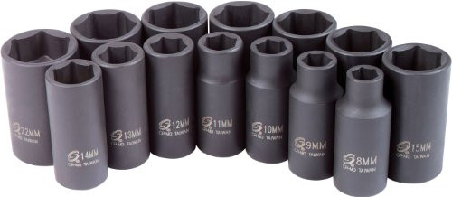 Sunex SUU-3328 Tools 3/8" Drive Semi-Deep Impact Socket Set - 14 Piece.