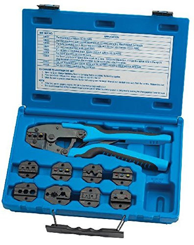 SG Tool Aid SGT-18980 Tool Aid SG SGT Ratcheting Terminal Crimping Kit (Quick Change with 9 Die Sets).