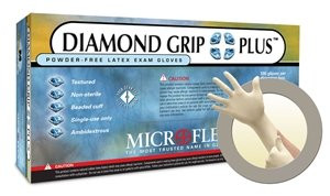 Microflex MFX-DGP350L Diamond Grip Plus Latex Gloves, - Size Large - Model Dgp-350-l - Pack Of 100.