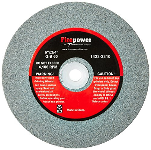 Firepower VCT-1423-2310 Type 1 Bench Grinding Wheel, 60 Grit, 6-Inch x 3/4-Inch.