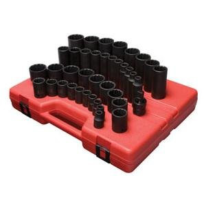 Sunex SUU-2698 1/2-Inch Drive 12-Point SAE Master Impact Socket Set, 39-Piece.