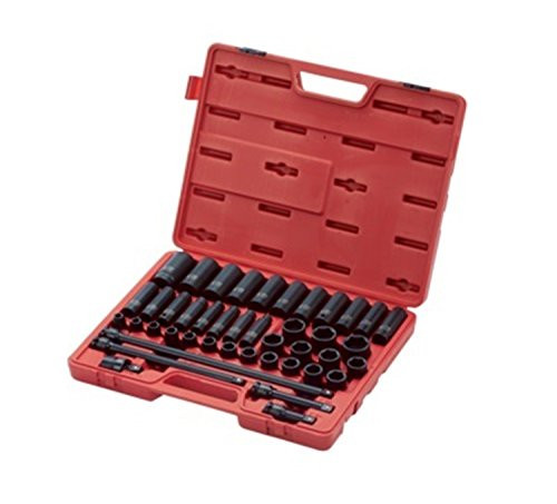 Sunex SUU-2569 , 1/2" Drive Master Impact Socket Set, 43Piece, Metric, 9mm - 30mm, Standard/Deep, Cr-Mo Alloy Steel, Radius Corner Design, Heavy Duty Storage Case, Universal Joint & Impact Extensions.