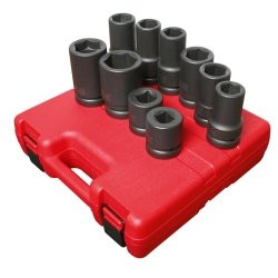 Sunex SUU-5690A 10 Piece 1" Drive SAE / Metric Heavy Duty Wheel Impact Socket Set.